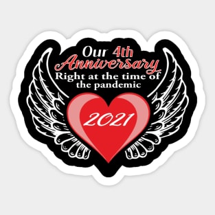 4th Anniversary pandemic 2021 winged lovers Sticker